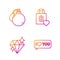 Set line Speech bubble with I love you, Diamond, Perfume and Shopping bag with heart. Gradient color icons. Vector