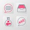 Set line Speech bubble with snoring, Test tube virus, Drawer documents and chat icon. Vector