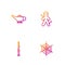Set line Spider web, Magic wand, lamp or Aladdin and Voodoo doll. Gradient color icons. Vector