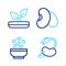 Set line Sprout, Seeds in bowl, Beans and icon. Vector