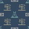 Set line Stacks paper money cash, Road traffic signpost and Indian teepee or wigwam on seamless pattern. Vector