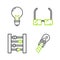 Set line Stationery knife, Abacus, Glasses and Light bulb with concept of idea icon. Vector