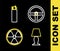 Set line Steering wheel, Table lamp, Radioactive and Lighter icon. Vector