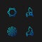 Set line Stomach heartburn, Bacteria, Molecule and with magnifying glass. Gradient color icons. Vector