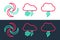 Set line Storm, Tornado and Cloud with snow and lightning icon. Vector