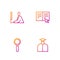 Set line Student, Magnifying glass, working at laptop and Online book. Gradient color icons. Vector