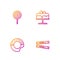 Set line Sugar stick packets, Donut, Lollipop and Cake plate. Gradient color icons. Vector