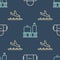 Set line Suitcase, Plane landing and Airport conveyor belt with suitcase on seamless pattern