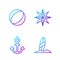 Set line Surfboard, Anchor, Beach ball and Wind rose. Gradient color icons. Vector