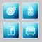 Set line Surgery lamp, Organ container, Medicine cabinet and Test tube and flask icon. Vector