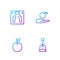 Set line Tea bag, Apple, Bathroom scales and in hand. Gradient color icons. Vector