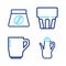 Set line Teapot, Coffee cup, Glass with water and Bag coffee beans icon. Vector