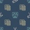 Set line Telescope, Calculator and Genetic engineering on seamless pattern. Vector