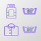 Set line Temperature wash, T-shirt, and Laundry detergent icon. Vector