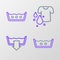 Set line Temperature wash, Washing modes, Dirty t-shirt and icon. Vector