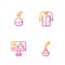 Set line Test tube and flask, Chemical formula, Plant breeding and Laboratory uniform. Gradient color icons. Vector