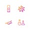 Set line Test tube and flask, Ebola virus disease, Blood test and Virus. Gradient color icons. Vector