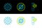 Set line Test tube with virus, Virus and Stop icon. Vector