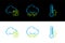 Set line Thermometer, Fahrenheit and cloud and Cloud with rain icon. Vector