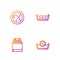 Set line Time wash, Washer, and Temperature. Gradient color icons. Vector