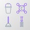Set line Toilet brush, Rubber plunger, Water tap and Bucket icon. Vector