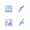 Set line Tommy gun, Advertising weapon, Book with pistol or and Hunting. Gradient color icons. Vector