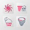 Set line Tornado, Cloud with snow, rain, moon, swirl and icon. Vector