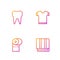 Set line Towel stack, Toilet paper roll, Tooth and T-shirt. Gradient color icons. Vector