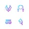 Set line Toy horse, Passenger train cars toy, Slingshot and Jump rope. Gradient color icons. Vector