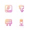 Set line Trash can, Solar energy panel, Wastewater and Tornado. Gradient color icons. Vector