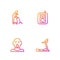 Set line Treadmill machine, Head of deaf and dumb, Grandmother and Press SOS button. Gradient color icons. Vector