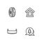 Set line Tree, Two-handed saw, rings and Dog house icon. Vector