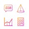 Set line Triangle math, Sigma symbol, Human brain and Graph, schedule, chart, diagram. Gradient color icons. Vector