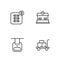 Set line Trolley suitcase, Cable car, Online ticket booking and Railway station icon. Vector
