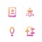 Set line Trunk for magic tricks, Magic hand mirror, Ancient book and Wizard warlock. Gradient color icons. Vector