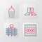Set line Ukrainian ethnic pattern, Wicker fence, footwear and Church tower icon. Vector