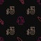 Set line Umbrella, Tractor and Raincoat on seamless pattern. Vector