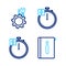 Set line User manual, Stopwatch, and Wrench and screwdriver in gear icon. Vector