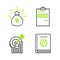 Set line User manual, Target with graph chart, Document and Money bag icon. Vector