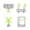 Set line User manual, Wind turbine, Router and wi-fi signal and Server, Data, Web Hosting icon. Vector