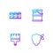 Set line Vandal, Paint brush, spray can and bucket. Gradient color icons. Vector