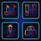 Set line Virtual reality glasses, Syringe, Router and wi-fi signal and Test tube and flask. Gradient color icons. Vector