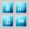 Set line Vitamins, Jump rope, Sports nutrition and Dumbbell icon. Vector