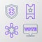 Set line Vote, Hexagram sheriff, Baseball ticket and Shield with dollar icon. Vector