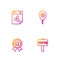 Set line Vote, Medal with star, Calendar date July 4 and Balloons. Gradient color icons. Vector