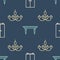 Set line Wardrobe, Chandelier and Wooden table on seamless pattern. Vector