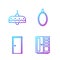 Set line Wardrobe, Closed door, Chandelier and Mirror. Gradient color icons. Vector