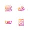 Set line Washer, Temperature wash, Towel stack and . Gradient color icons. Vector