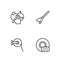 Set line Washing dishes, Toilet paper roll, Sponge and Handle broom icon. Vector