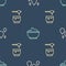 Set line Water drop, Honey dipper stick and bowl and Sea salt in on seamless pattern. Vector